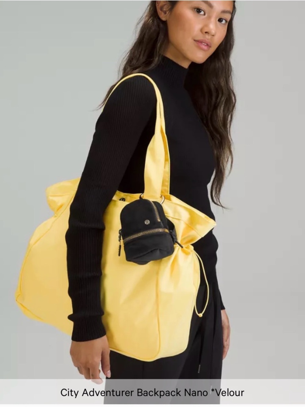 lululemon athletica Mini Backpack Keychain in Black with Gold Hardware - Picture 3 of 11